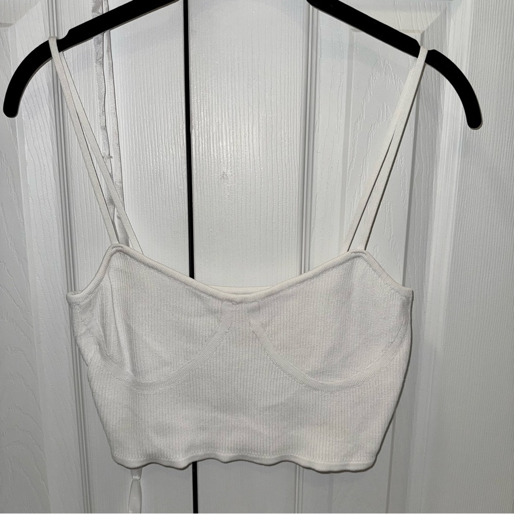 HOUSE OF SPENCE White Ribbed Crop Top
